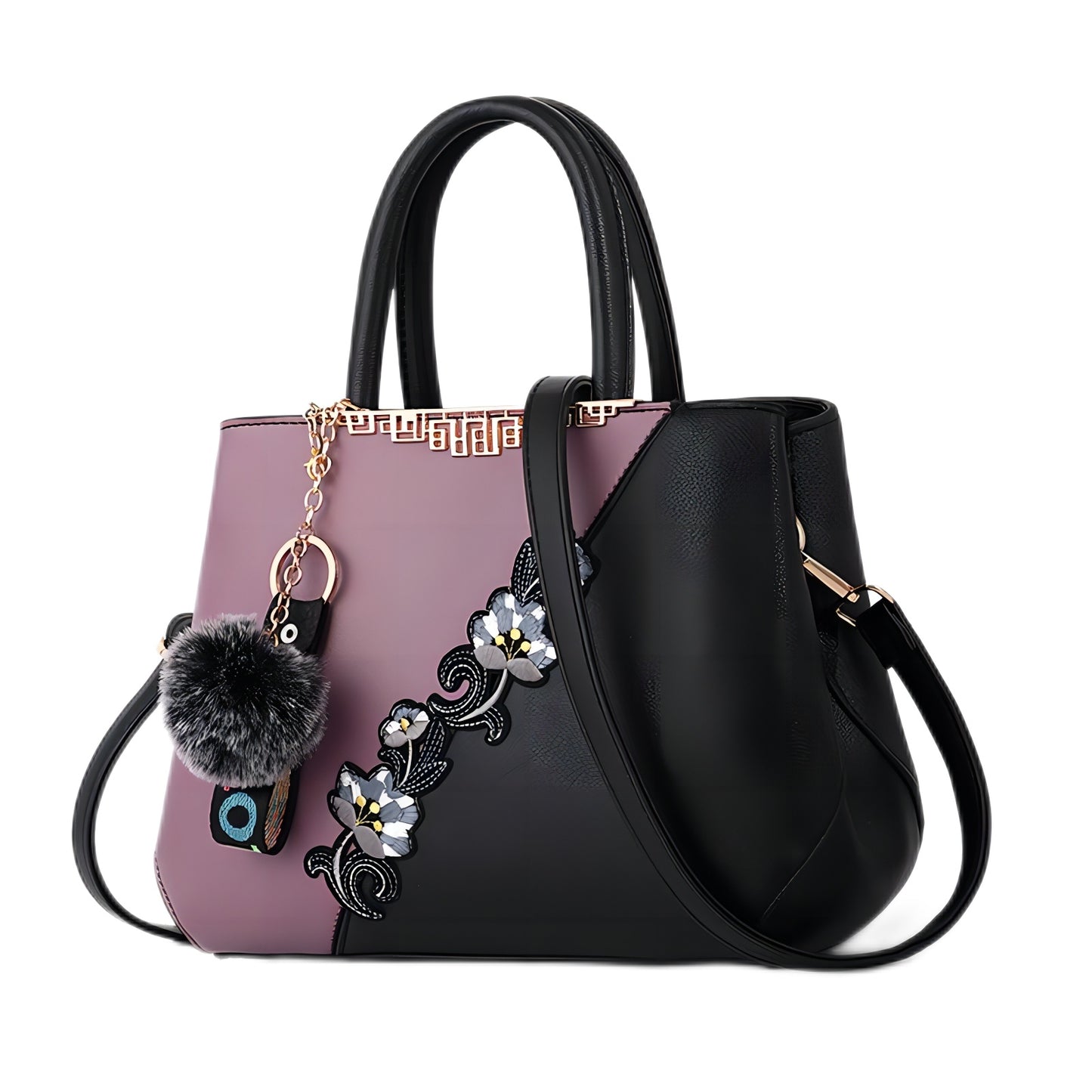 Elegant Grey & Black Handbag